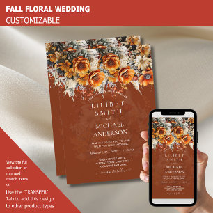 Convites Rustic Barn Wedding   Queda de Outono Queimado Lar
