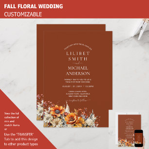 Convites Rustic Barn Wedding   Queda de Outono Queimado Lar