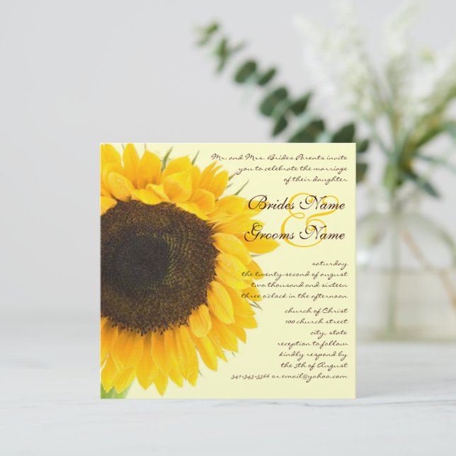 Convites Rustic Barn Wedding Sunflower (Em pé/Frente)