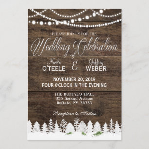 Convites Rustic Barn Wedding Wood Winter Christmas