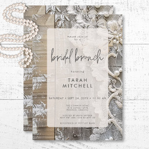 Convites Rustic Barnwood & Bridal Lace Bridal Brunch