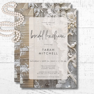 Convites Rustic Barnwood & Bridal Lace Bridal Lunchee