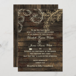 Convites Rustic Barnwood, casamento florescente