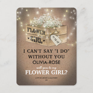 Convites Rustic Be My Flower Girl   Luzes brilhantes