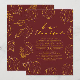 Convites Rustic Be Thankkin Pumpkin Janta de Ação de Graças