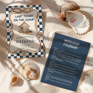 Convites Rustic Beach Hut Coastal Gingham Bachelorette