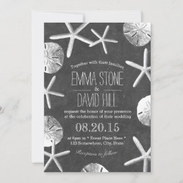 Convites Rustic Beach Wedding Vintage Seashells Chalkboard