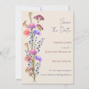 Convites Rustic Beige Acrylic Floral Salvar Data