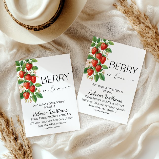 Convites Rustic Berry in Love Strawberry Bridal Shower (Criador carregado)