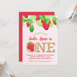 Convites Rustic Berry Sweet Strawberry primeiro aniversario
