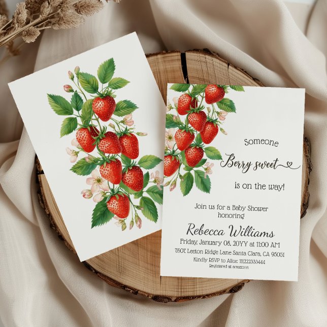 Convites Rustic Berry Sweet Strawberry Red Baby Shower (Criador carregado)