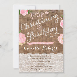 Convites Rustic Birthday e Christening convidam para garota