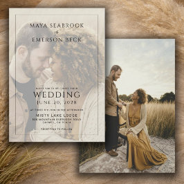 Convites Rustic Black And White Overlay Photo Wedding