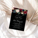 Convites Rustic Black Botanic Bat Mitzvah<br><div class="desc">Este convite de morcego botânico preto russo mitzvah é perfeito para um morcego clássico mitzvah. A design apresenta flores brilhantes,  vermelhas,  marinhos,  azuis e esbranquiçadas radiantes e graciosas pintadas à mão num fundo preto,  inspirando beleza natural.</div>