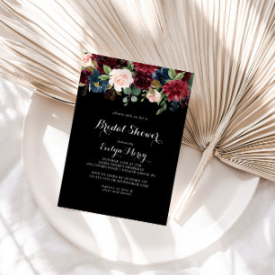 Convites Rustic Black Botanical Bridal Shower 