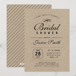 Convites Rustic Black & Kraft | Chá de Noiva Elegante