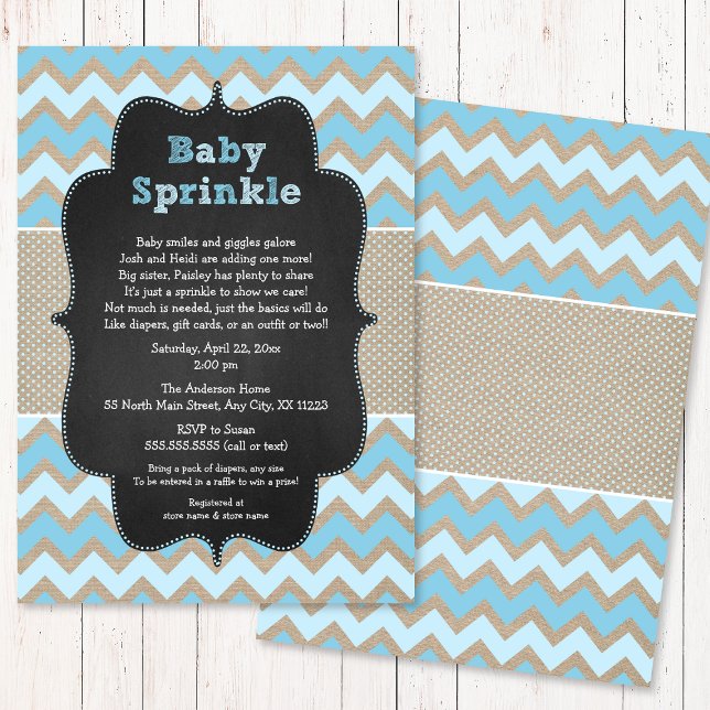 Convites Rustic Blue Baby Sprinkle Invite / chá de fraldas (Criador carregado)