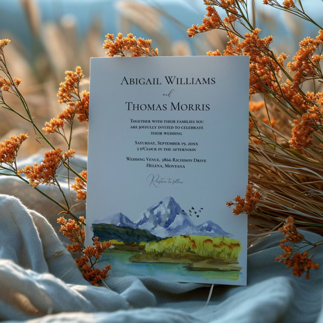 Convites Rustic Blue Mountain Wedding Invitation (Criador carregado)