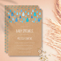Rustic Blue Raindrops Baby Boy Sprinkle / Chá