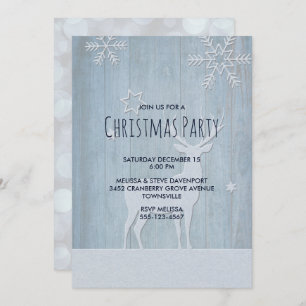 Convites Rustic Blue Reindeer Natal