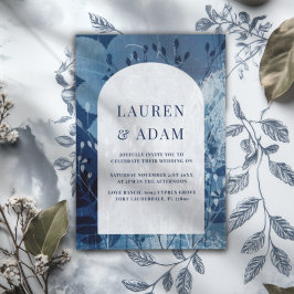 Convites Rustic Blue & White Botancial Wedding Invitation