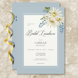 Convites Rustic Blue & White Daisies Bridal Luncheon
