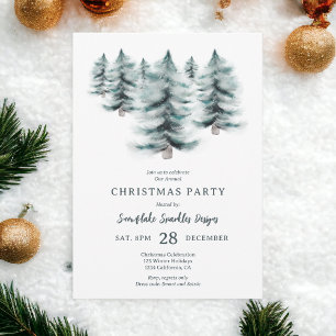 Convites Rustic Blue Winter snowy Pines Christmas