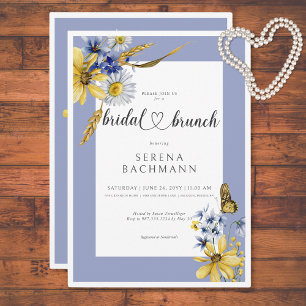 Convites Rustic Blue & Yellow Wildflower Bridal Brunch