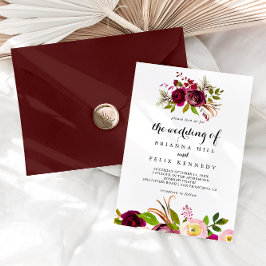 Convites Rustic Blush Burgundy Floral O Casamento De