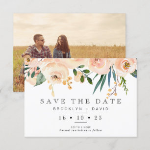 Convites Rustic Blush Floral Weding The Date Card