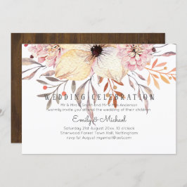 Convites Rustic Blush Pink Floral Sage Budget Casamento Inv