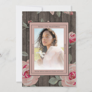 Convites Rustic Blush Three Photo Graduation of 2022