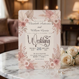 Convites Rustic Bohemian Blush Dusty Rose Wedding