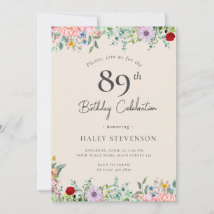 Convites Rustic Boho 89º Aniversário Cerco Simples