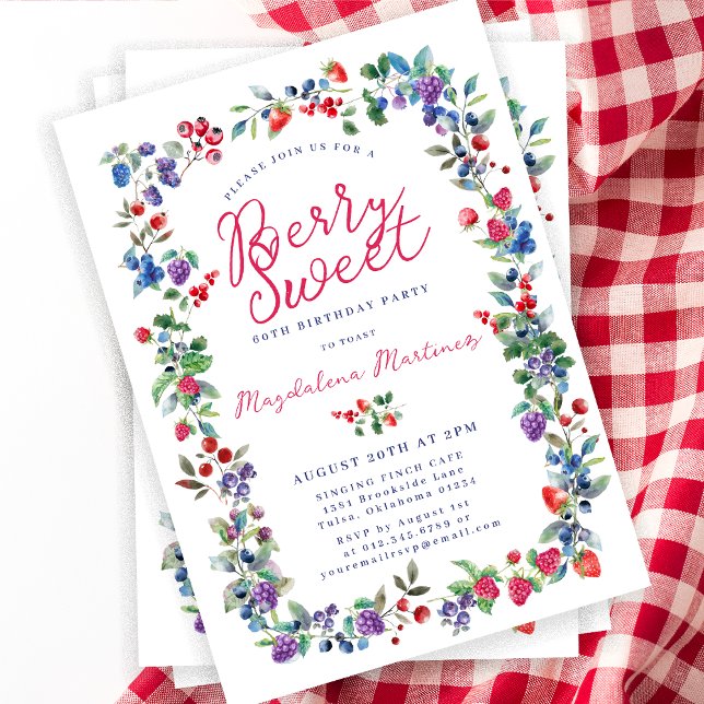 Convites Rustic Boho Berry Sweet Summer 60th Birthday (Criador carregado)
