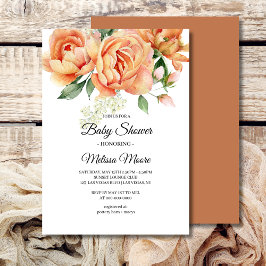 Convites Rustic Boho Coral Peach Flowers Greenery