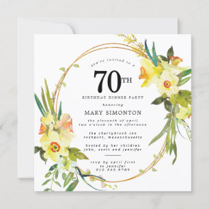 Convites Rustic Boho Daffodil 70 Birthday Partido do Janto 