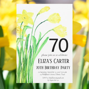 Convites Rustic Boho Daffodil 70 Floral Elegante Aniversári