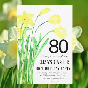 Convites Rustic Boho Daffodil 80 Floral Elegante Aniversári