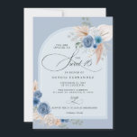 Convites Rustic Boho Dusty Blue Pampas Sweet 16<br><div class="desc">Caligrafia russa Boho Dusty Blue Pampas Sweet 16 Convite</div>