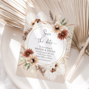 Convites Rustic Boho Floral Frame Salvar A Data