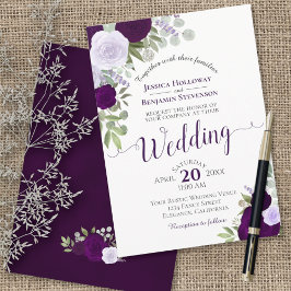 Convites Rustic Boho Floral Plum & Dusty Purple Casamento