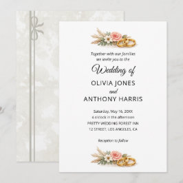 Convites Rustic Boho Floral Watercolor Wedding 