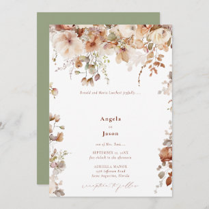 Convites Rustic Boho Garden Flowers Casamento Código QR