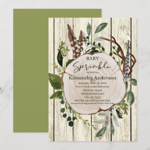 Convites Rustic Boho Greenery Baby Sprinkle