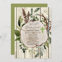 Rustic Boho Greenery Primeira Comunhão Sagrada