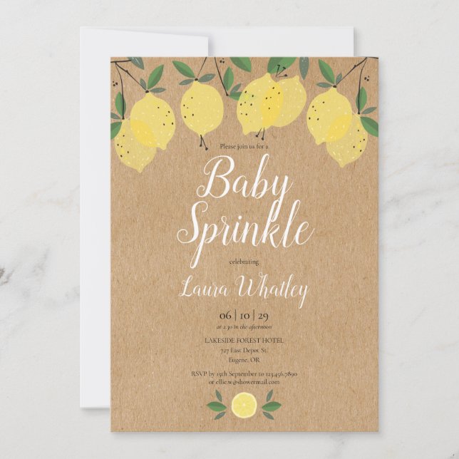 Convites Rustic Boho Lemons Baby Sprinkle (Frente)