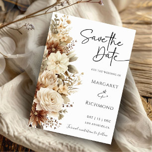 Convites Rustic Boho Neutral Floral Casamento Salvar Data