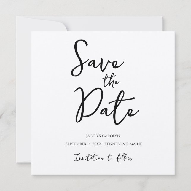 Convites Rustic Boho Save the Date Fonte Manuscrita Quadrad (Frente)