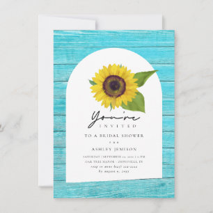 Convites Rustic Boho Sunflower Wood Chá de panela